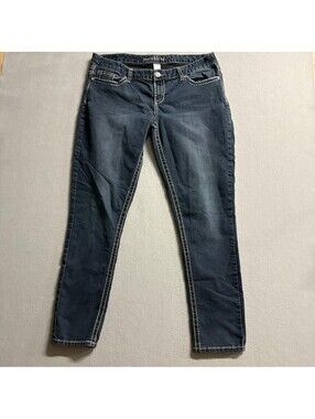 Maurices Skinny Jeans Womens XL Dark Wash Thick Stitch Stretch Denim Blue